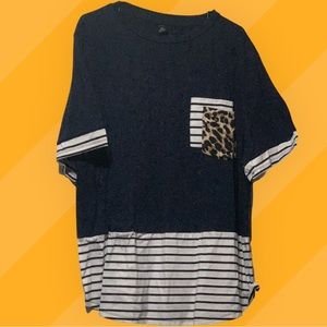 Navy Striped and Leopard top